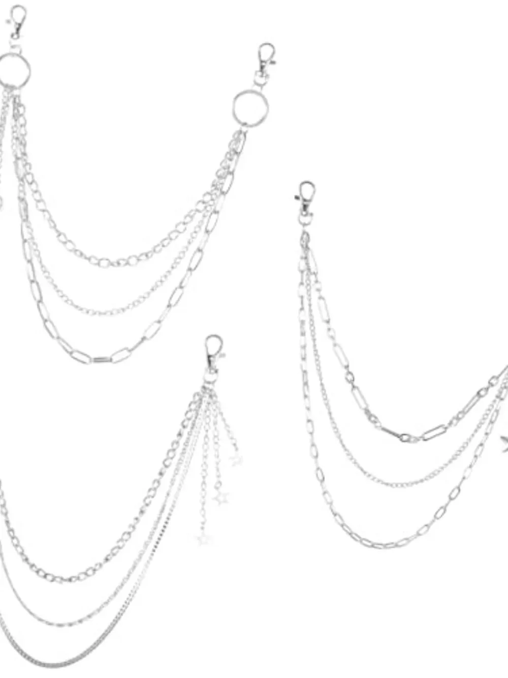 3 Pcs Punk Pants Chain Jean Chain Belt Pocket Chain Goth Punk Chain Belt Layered - Picture 2 of 3
